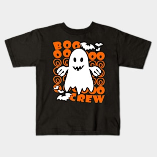 Boo Crew Halloween Ghost Text Orange Kids T-Shirt